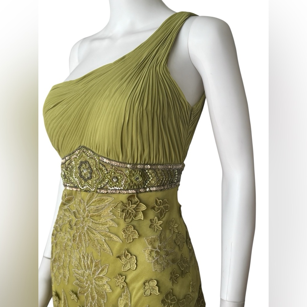 NWT Sue Wong One-Shoulder Celadon Floral Dress - Picture 6 of 12